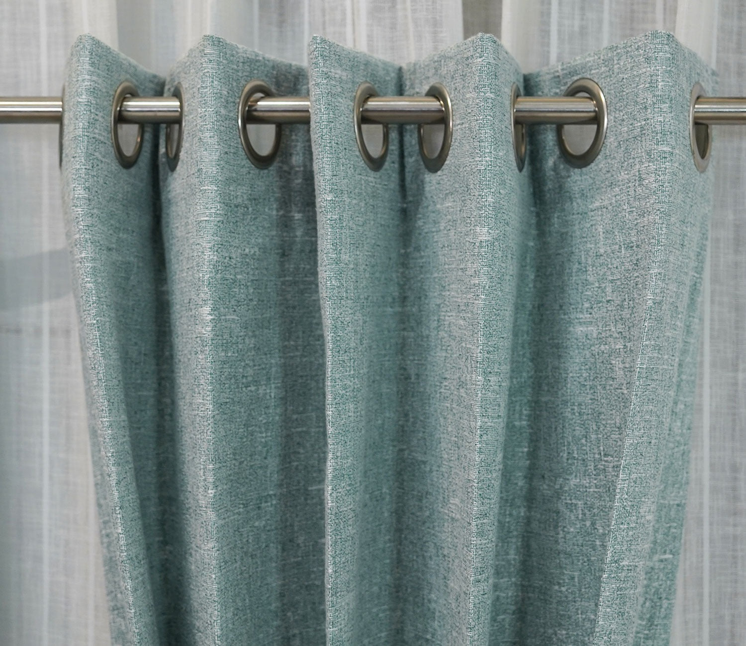 Solid Textured 1 Piece Light-Filtering Curtain (Blue, 7 Feet)