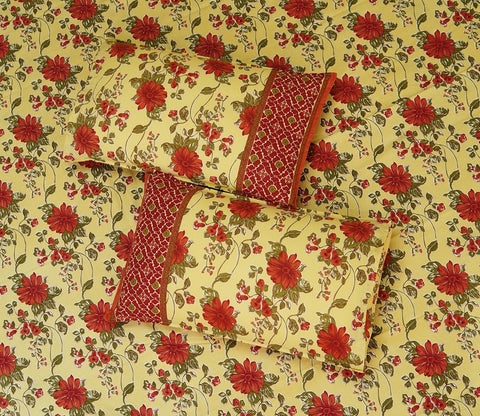 120 TC Floral Jaipuri Printed Cotton Double Bedsheet With 2 Pillow Cover