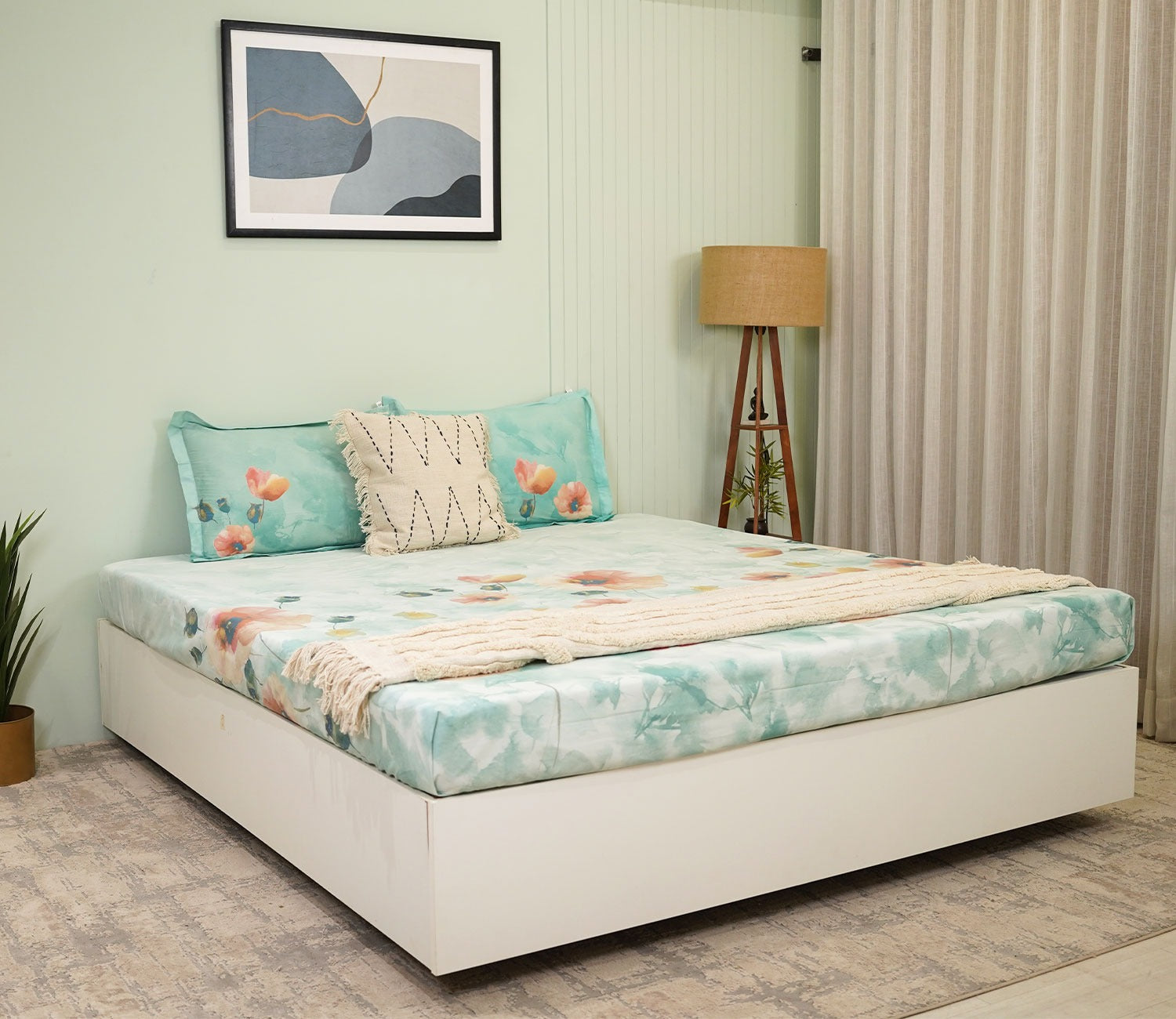 Rosemary Flat Cotton Bed Sheet King Size with 2 Pillow Covers