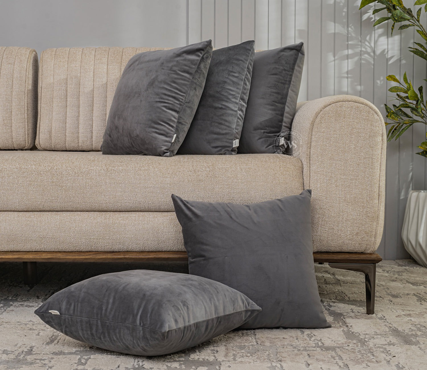 Cupid Velvet Cushion Covers - Pack of 5 (18 x 18 Inch, Graphite Grey)