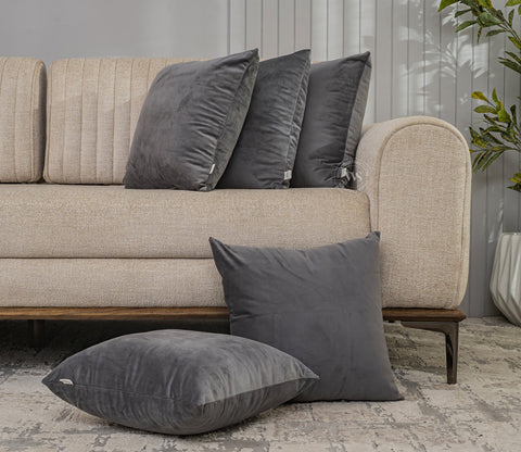 Cupid Velvet Cushion Covers - Pack of 5 (18 x 18 Inch, Graphite Grey)