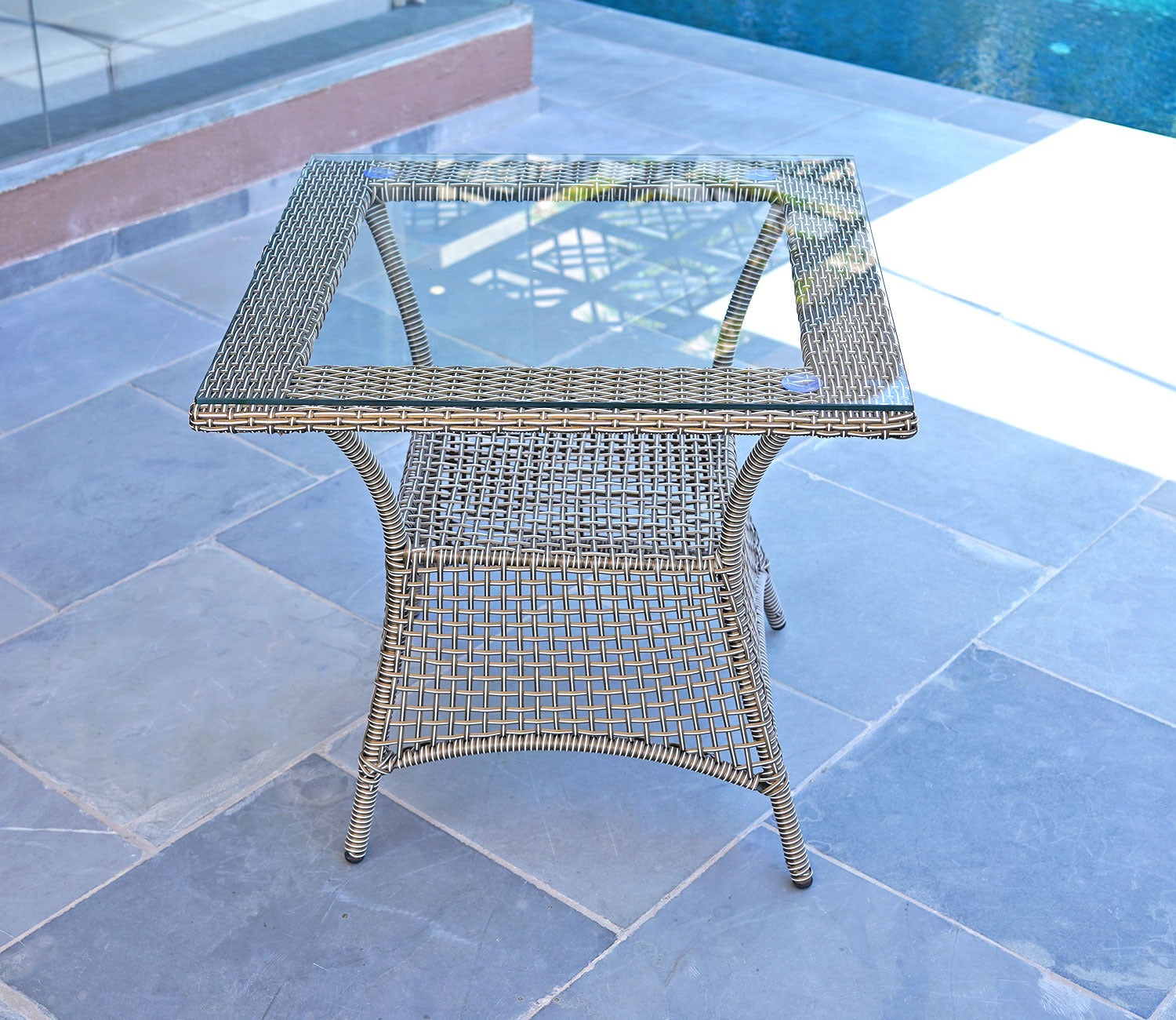 Vatican Wicker Outdoor Garden Table Large (Golden White)