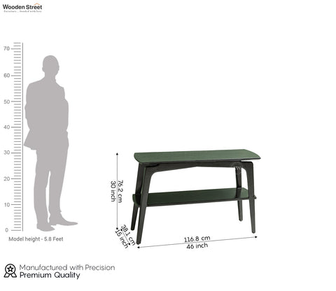 Tudor Premium Mango Wood Double Tier Console Table (Black Finish)