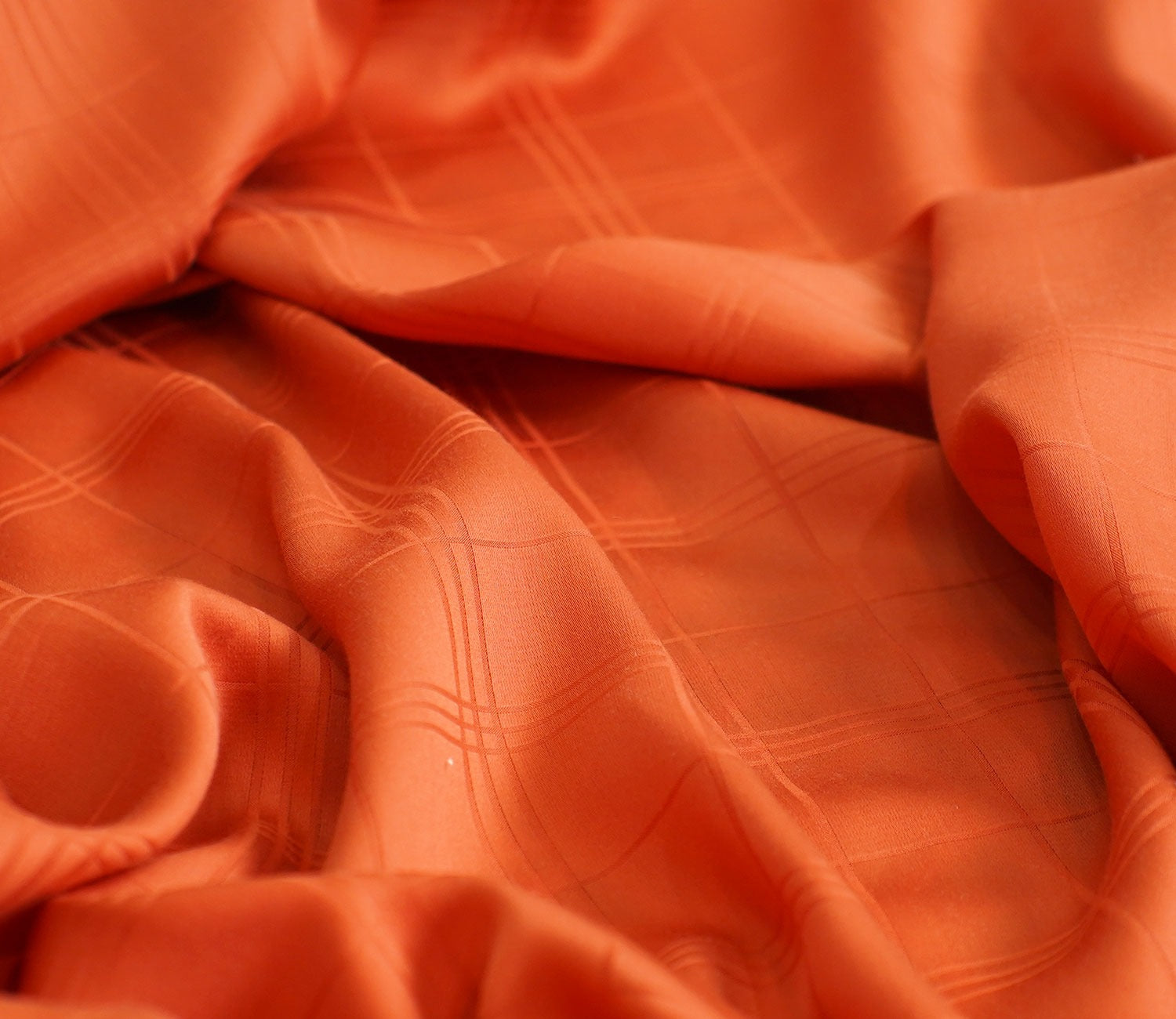 Dobby Checks Organic Bamboo 300 TC 2 Pillowcases and 1 Fitted Bedsheet (Orange, King Size)