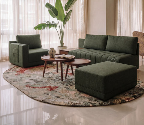 Oasis L-Shape Left Aligned Sectional Sofa (Sage Green)