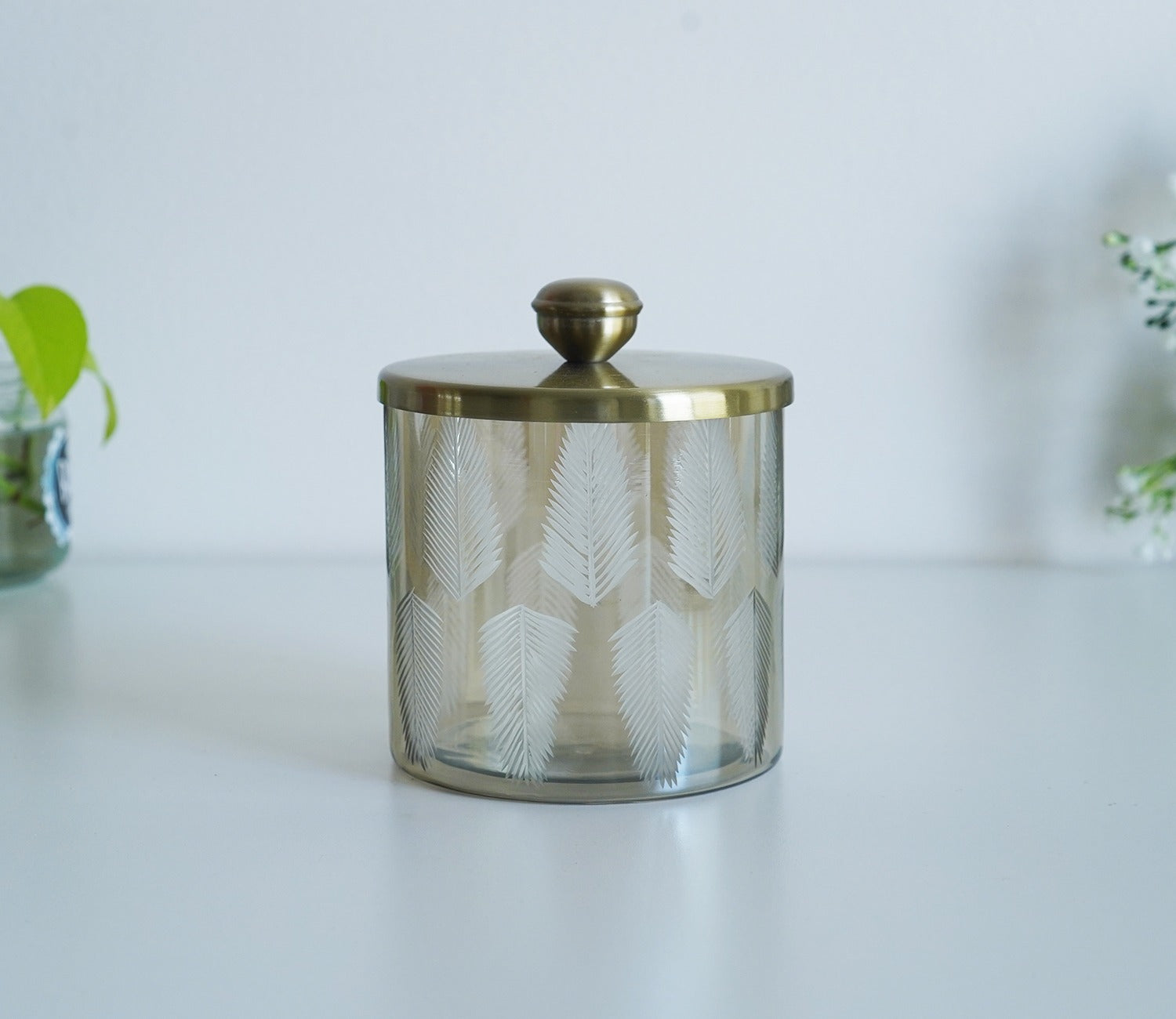 Midori Self Leaf Gold And Black Luster Cotton Jar