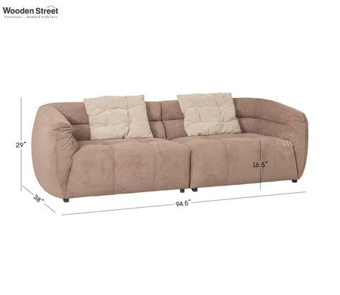Skava Modern Bubble Tufted Fabric 3 Seater Sofa (Light Brown)