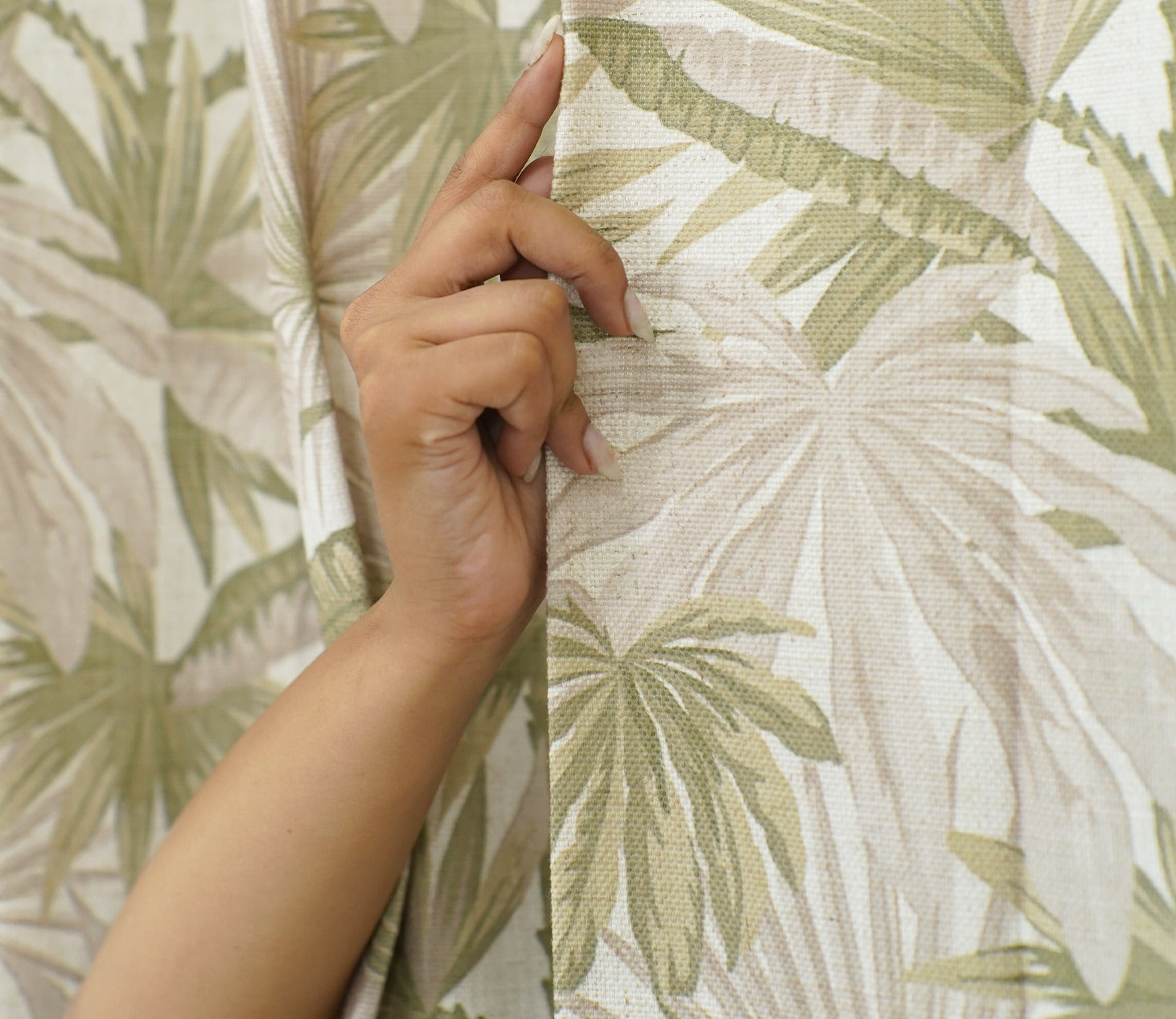 Palm Tree Light-Filtering Door Curtains Set of 2 (Green, 7 Feet)