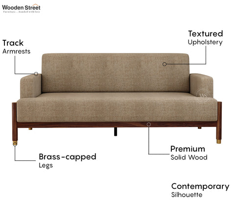 Kairav Modern 3+1+1 Wooden Sofa Set with Premium Upholstery (Pebble Beige)