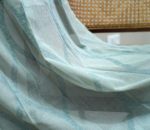 Twisted Sheer Door Curtains Set of 2 (Blue, 7 Feet)