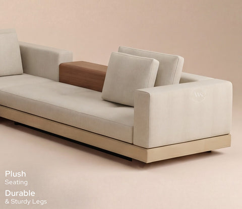Matrix U-Shape Premium Sectional Fabric Sofa (Cottage Ivory)