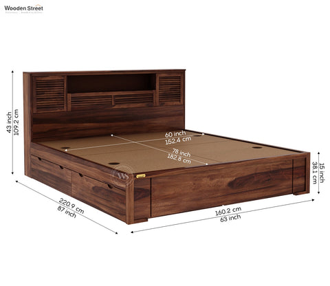 Ferguson Bed with 4 Drawer Storage (Queen Size, Honey Finish)