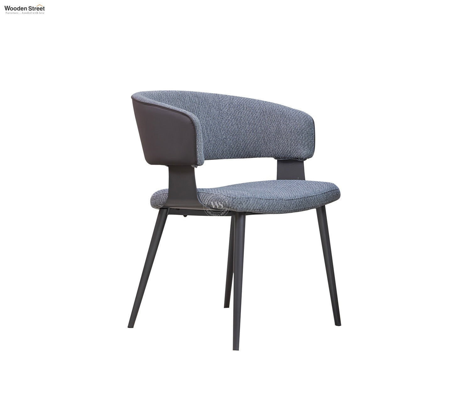 Rolf Modern Dining Chair with Tapered Legs - Leatherette Back & Premium Fabric Seat (Gothic Grey)