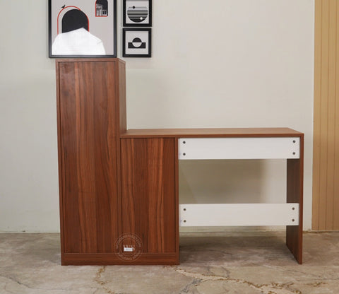 Alister Engineered Wood Study Table (Exotic Teak Frosty White)