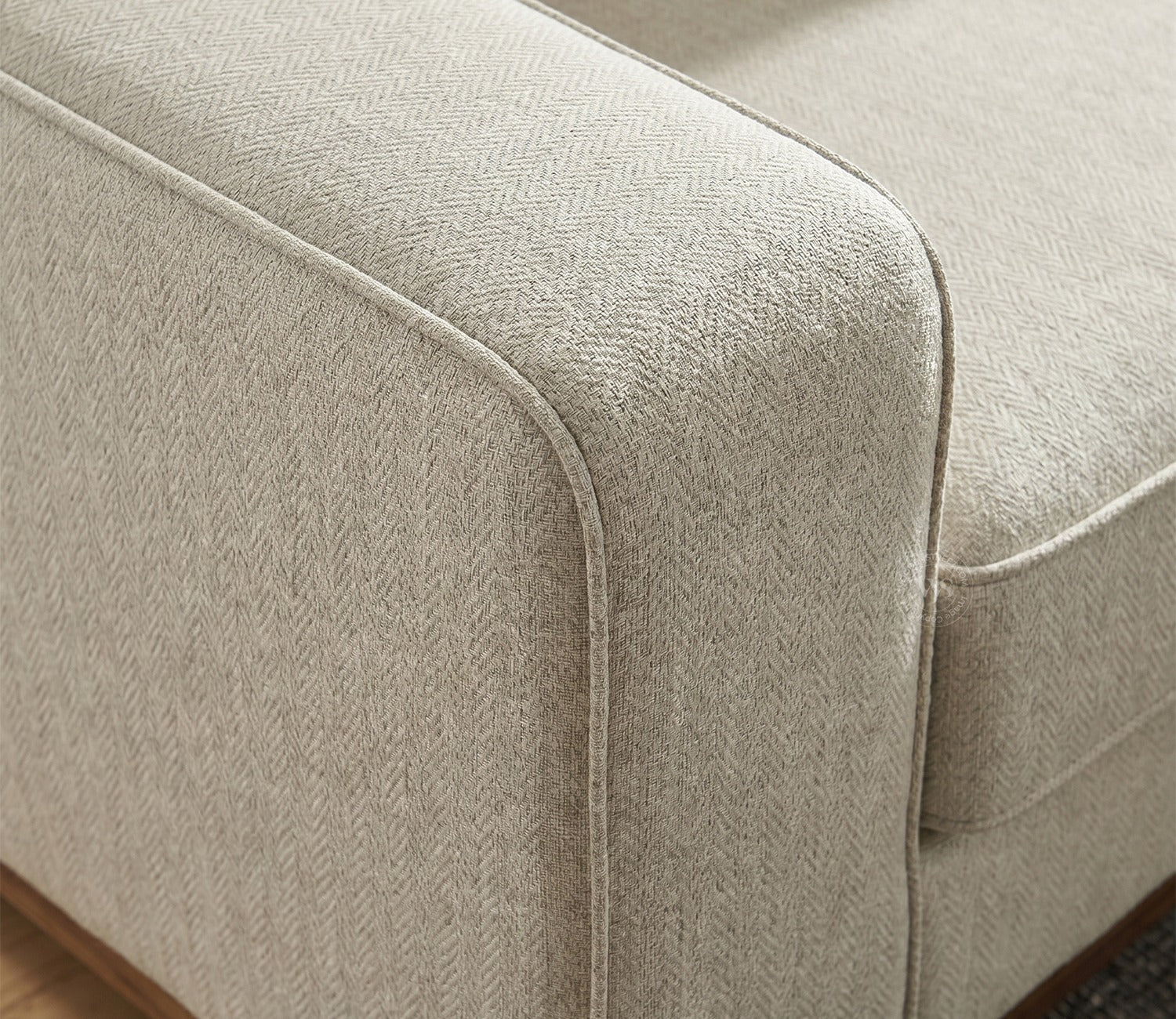 Ashion Premium Left Aligned L Shape Sofa with Built-in Side Wooden Deck (Cottage Ivory)