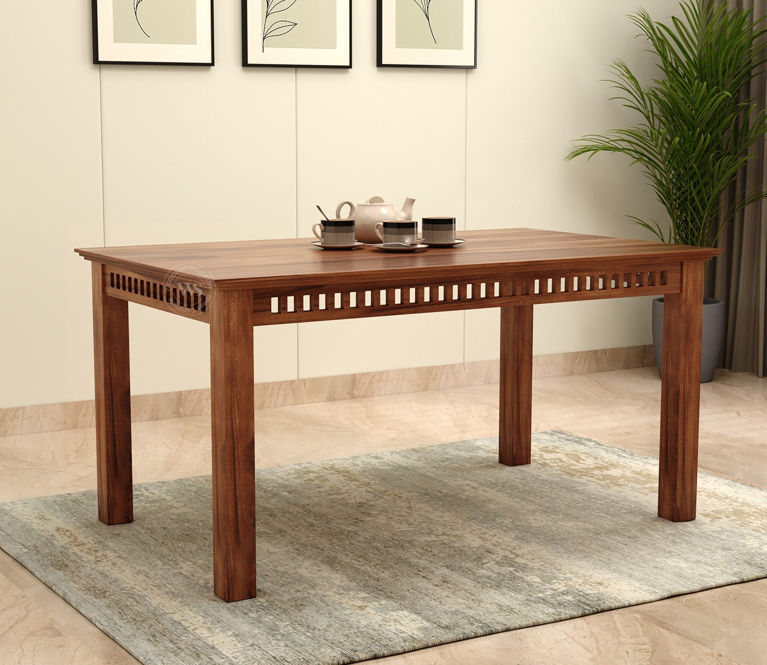 Adolph 6 Seater Dining Table (Honey Finish)