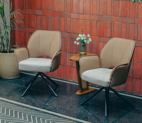 Hokku Versatile Dual-Tone Swivel Chair for Dining & Lounge (Brown)