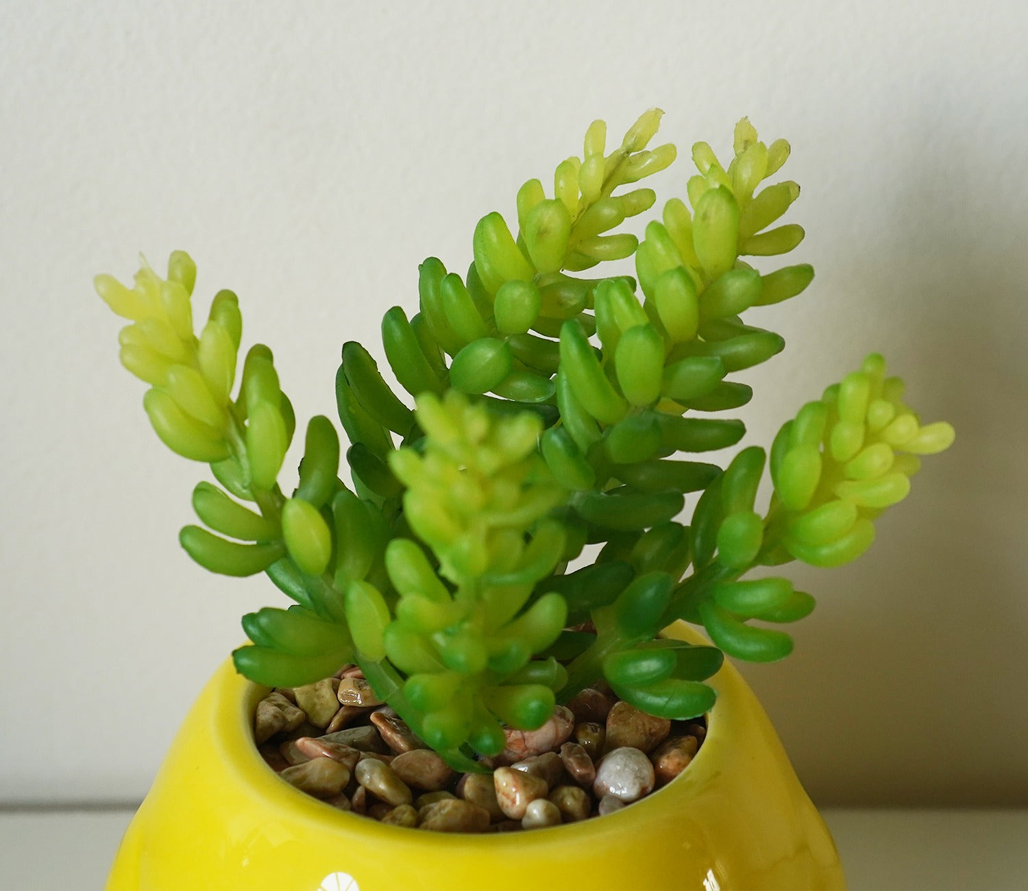 Whimsy Ceramic Enamel Pot With Artificial Flowers (Yellow)