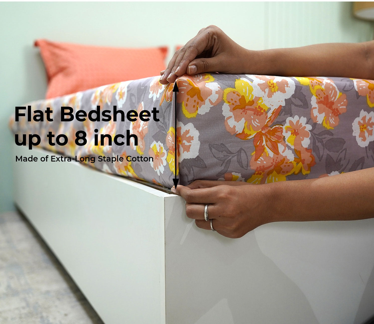 Blossom Celebration Queen Size Bedsheet (Orange)