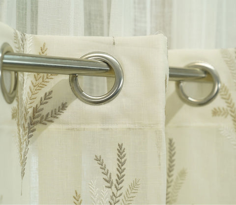 Pampa Sheer Long Door Curtains Set of 2 (Beige, 9 Feet)
