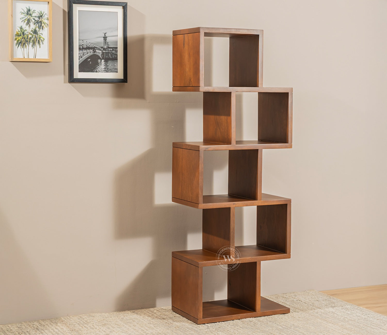 Cagney Sheesham Wood Ladder Book Shelf (Honey Finish)
