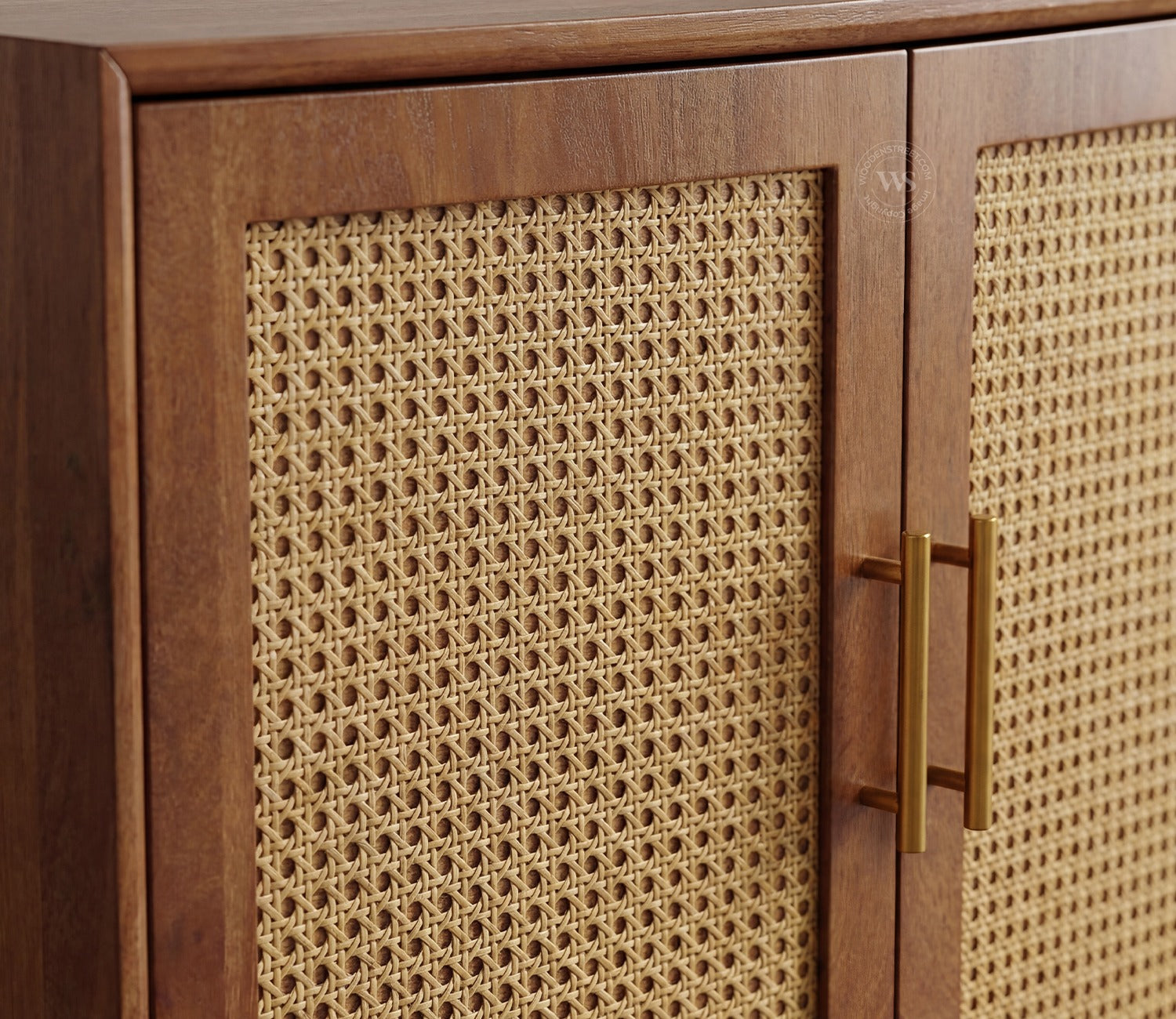 Tanay Mango Wood Sideboard with Cane Accents (Teak Finish)