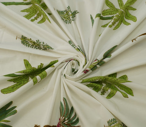 200 TC Leafy Impression Percale Cotton Bedsheet King Size With 2 Pillow Cover