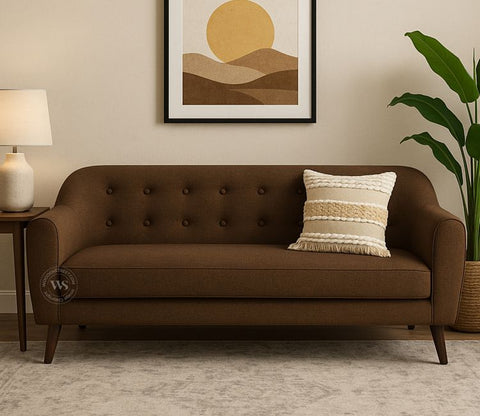Sibert 3 Seater Fabric Sofa (Mocha Brown)