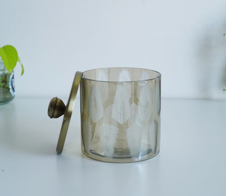 Midori Self Leaf Gold And Black Luster Cotton Jar