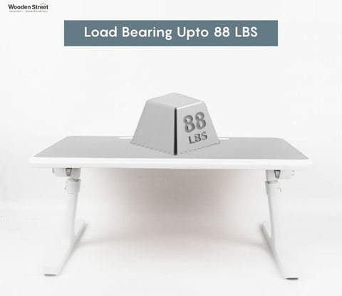 Nerdy Height Adjustable and Foldable Engineered Wood Breakfast, Study and Laptop Table (White)