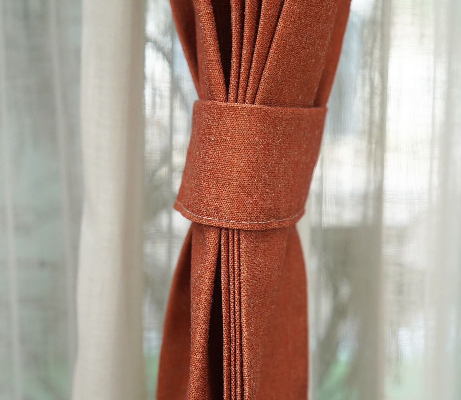 Solid Plain 1 Piece Light-Filtering Curtain (Orange, 7 Feet)