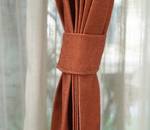 Solid Plain 1 Piece Light-Filtering Curtain (Orange, 7 Feet)