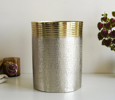 Neysa Hammered Gold and Silver Waste Bin