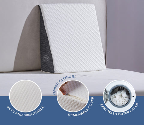 Mountmist Memory Foam Wedge Pillow for Sleeping & Acid Reflux Relief, Orthopedic Wedge Cushion with Removalbe Cover for Leg Elevation