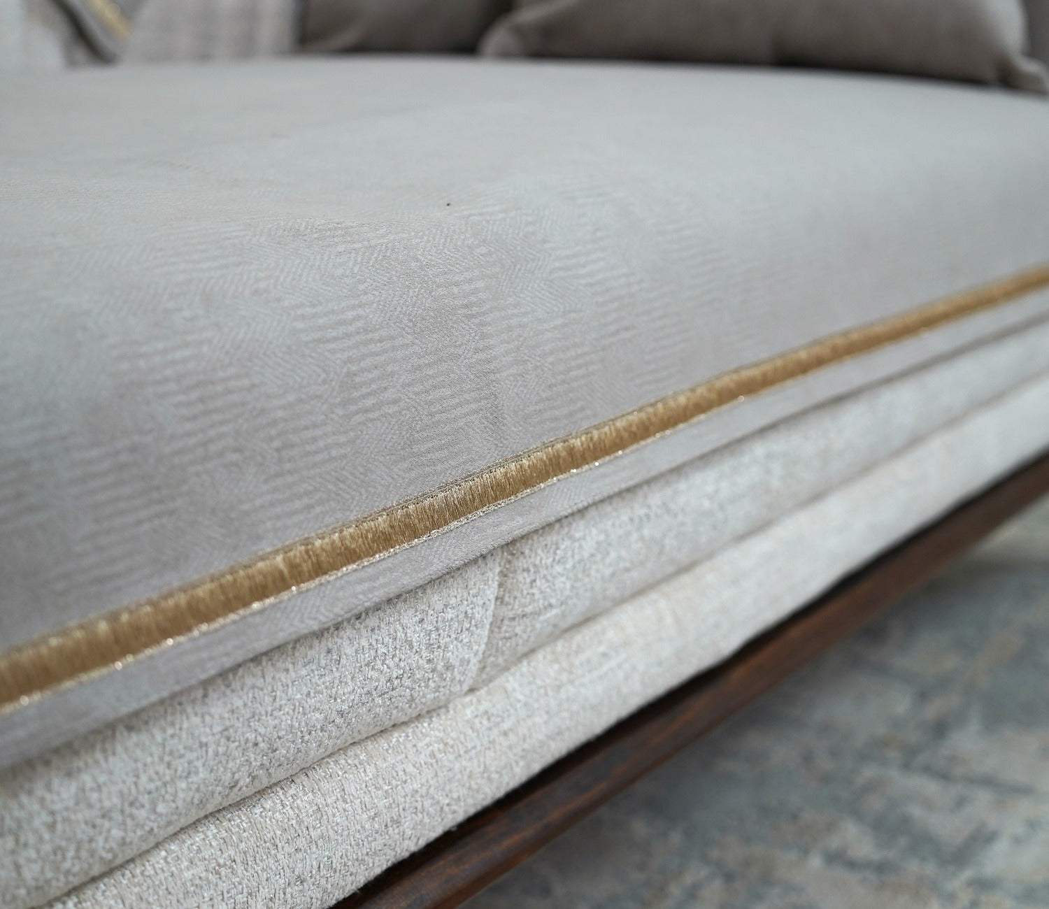 Princeton 3 Seater Premium Sofa Cover with Shimmer Lace - Set of 9 (Latte Beige)