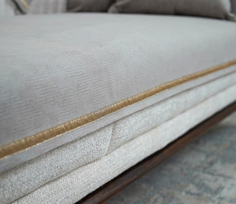 Princeton 3 Seater Premium Sofa Cover with Shimmer Lace - Set of 9 (Latte Beige)