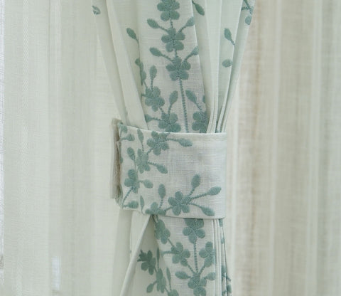 Jacquard Tree 1 Piece Sheer Curtain (Blue, 7 Feet)