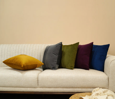 Caro Velvet Pleated Cushion Cover - Pack of 1 (16 x 16 Inches, Chestnut Brown)