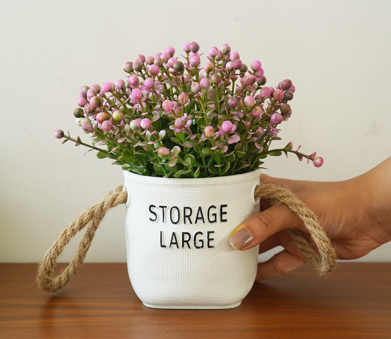 Wonder Artificial Flower With Plastic Pot (Pink)