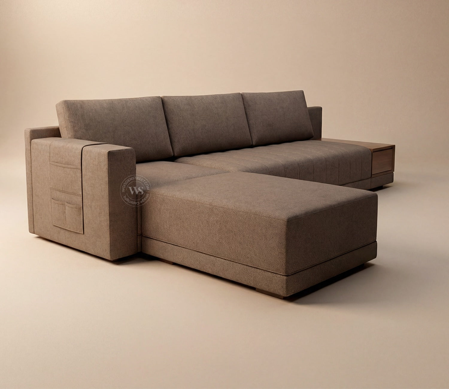 Oasis L-Shape Left Aligned Sectional Sofa (Sand Brown)