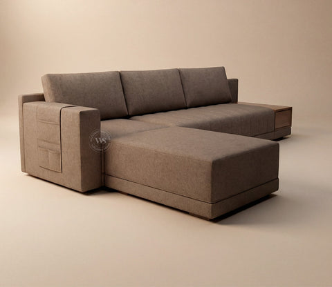 Oasis L-Shape Left Aligned Sectional Sofa (Sand Brown)