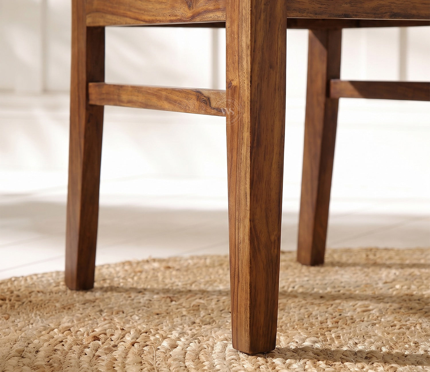 Hazel 6 Seater Sheesham Wood Dining Set with Valence Quartz Top Table and Hazel Chair (Teak Finish)