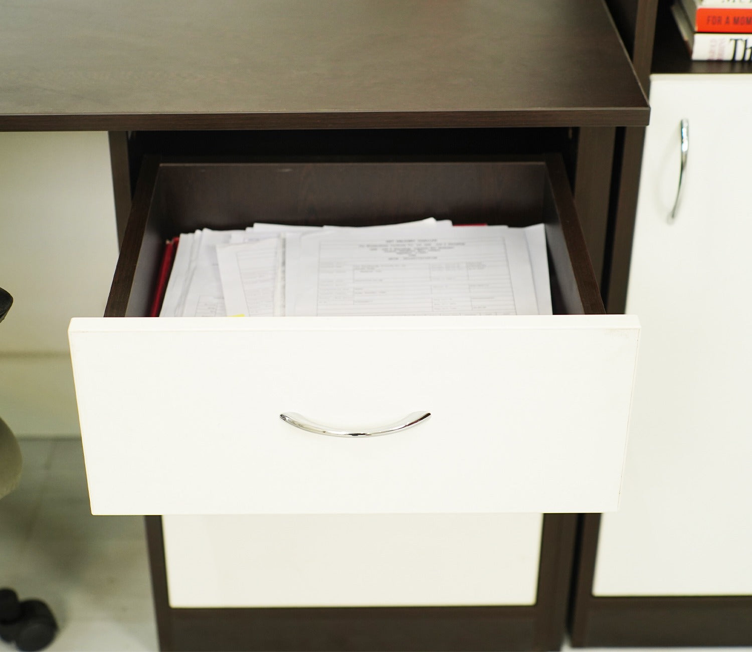 Calisto Engineered Wood Study Table (Flowery Wenge Frosty White)
