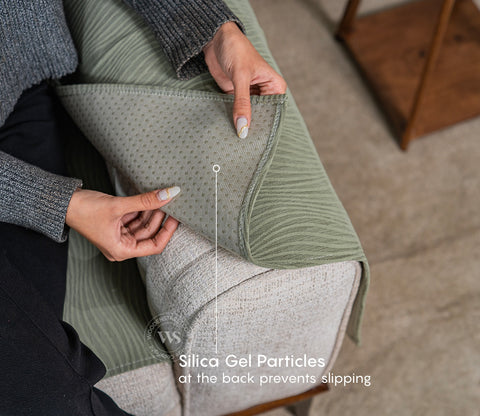 Thread Twist Green Lining Pattern 3 Seater Sofa Cover - Set of 8