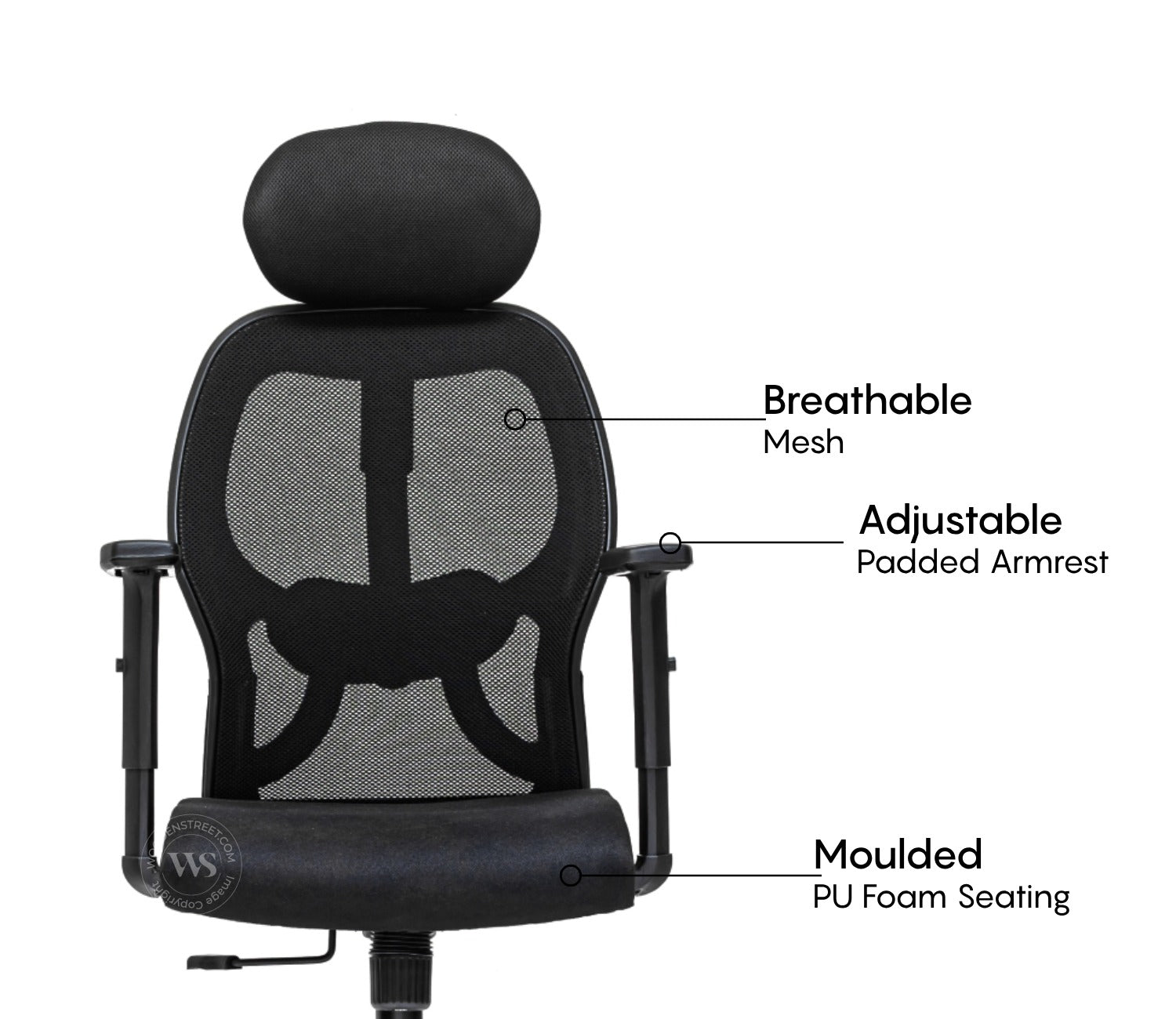 Auriga High Back Mesh Ergonomic Office Chair (Black)