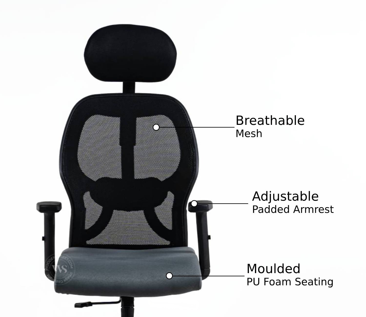 Auriga High Back Mesh Ergonomic Office Chair (Grey)