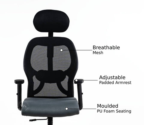 Auriga High Back Mesh Ergonomic Office Chair (Grey)
