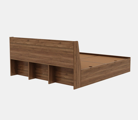 Celestia Engineered Wood Bed with Box Storage (Queen Size, Columbian Walnut Finish)