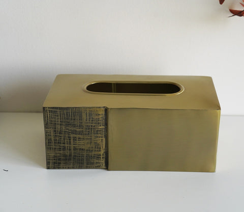Priscilla Textured Gold And Black Tissue Box
