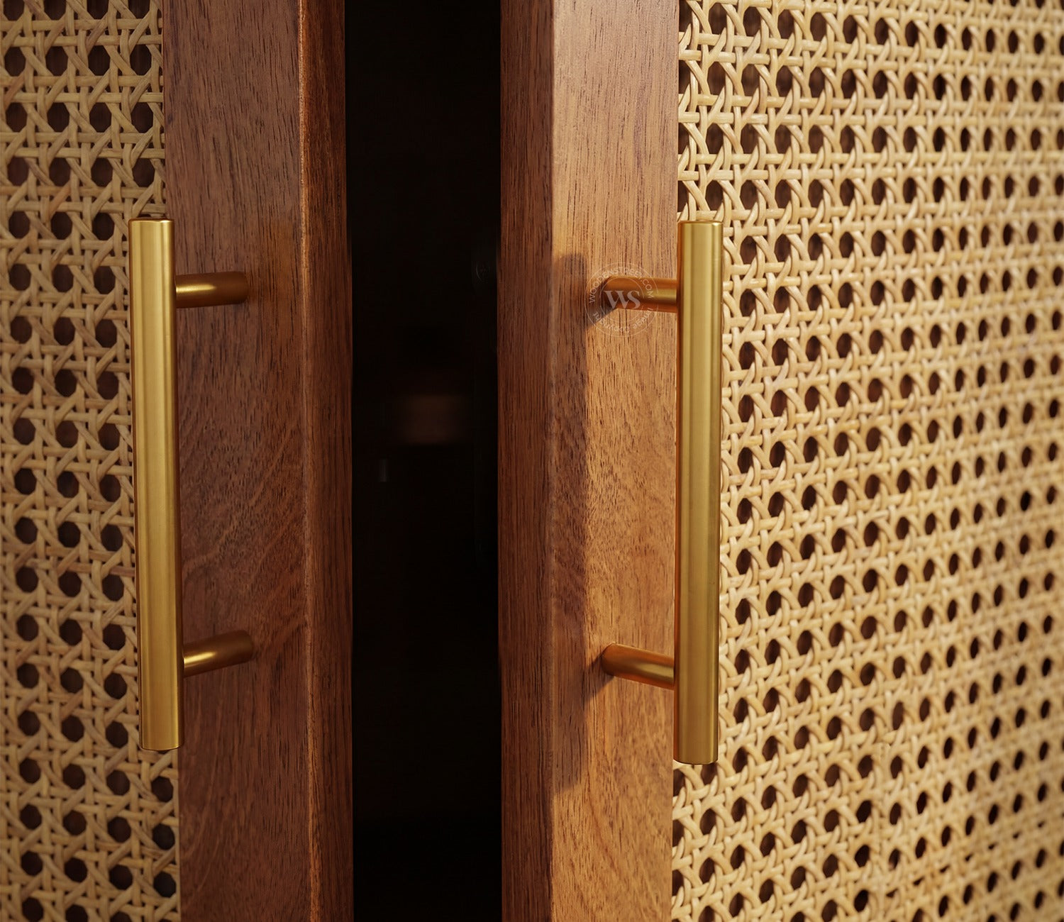 Tanay Mango Wood Sideboard with Cane Accents (Teak Finish)